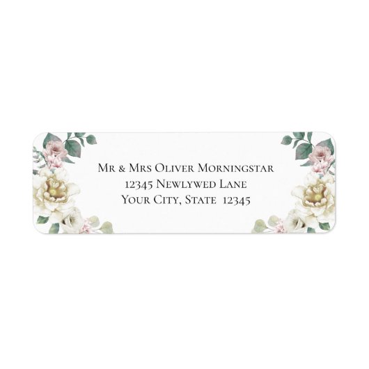 Wedding Floral Lavender Peony Etiket (Voorkant)