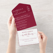 Wedding Formal Burgundy Kindly Reply invite All In One Uitnodiging (Afscheurbaar)