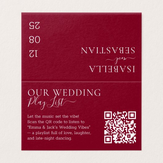 Wedding Formal Burgundy QR Code Playlist (Outside Unfolded)