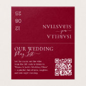 Wedding Formal Burgundy QR Code Playlist Kaart (Buitenkant ongevouwen)