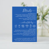 Wedding Formal Cobalt Blue Details Informatiekaartje (Staand voorkant)