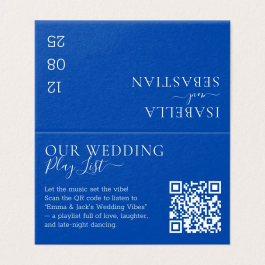 Wedding Formal Cobalt Blue QR Code Playlist (Outside Unfolded)