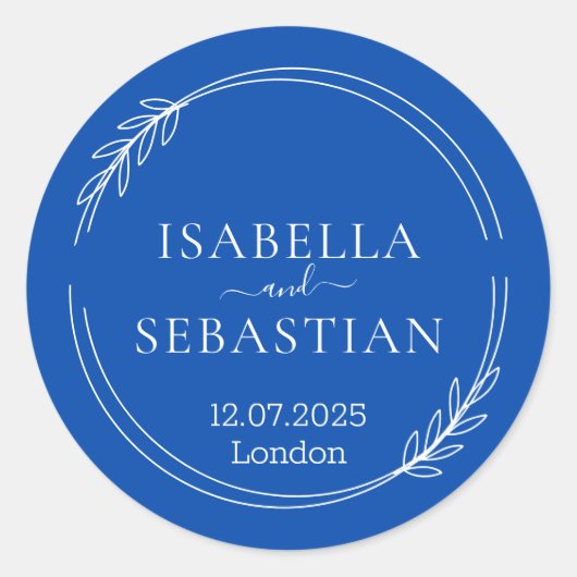 Wedding Formal Cobalt Blue  Ronde Sticker (Voorkant)
