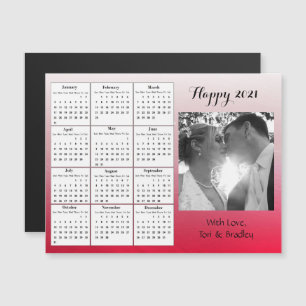 Wedding Foto Red Gradient Mini 2021 Agenda Magnetische Uitnodiging
