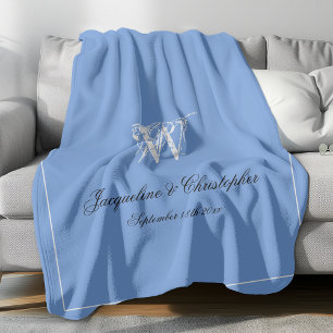 Wedding Gift Elegant Monogram Pas getrouwd Keepomw Fleece Deken
