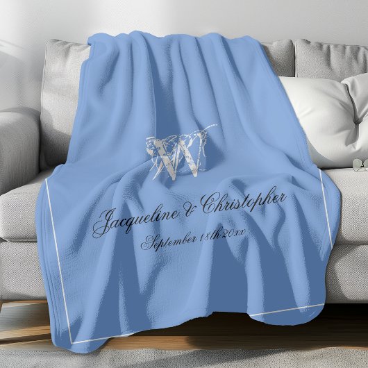 Wedding Gift Elegant Monogram Pas getrouwd Keepomw Fleece Deken