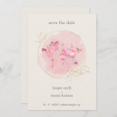 Wedding Gold Effect World Map Save The Date (Voorkant / Achterkant)