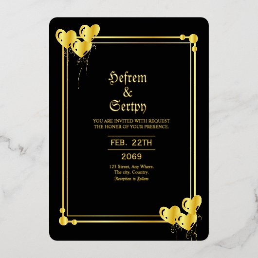 Wedding Gold Luxury Gold Foil Invitation Kaart (Voorkant)