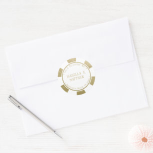 Wedding Gold Poker Chip Return Address Sticker