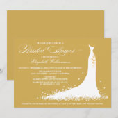 Wedding Gown Bridal Party Invitation (goud) Kaart (Voorkant / Achterkant)