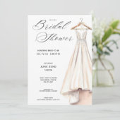 Wedding Gown Bridal Shower Invitation Kaart (Staand voorkant)
