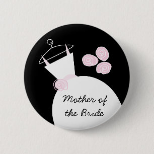 Wedding Gown Pink "Moeder van de Bride" zwart Ronde Button 5,7 Cm