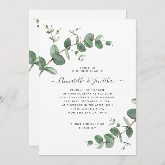 Wedding greenery Eucalyptus botanical modern Kaart (Voorkant / Achterkant)