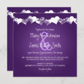 Wedding Grunge Hearts Paars Kaart (Voorkant / Achterkant)