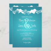 Wedding Grunge Hearts Turquoise Kaart (Voorkant / Achterkant)