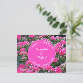 Wedding Guest Dank je roze bloemen waardering Briefkaart