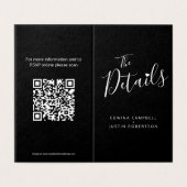 Wedding guest details schedule map QR code noir (Outside Unfolded)