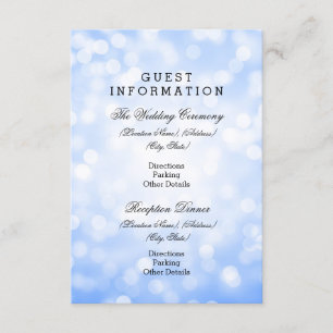 Wedding Guest Information Blue Glitter Lights Informatiekaartje