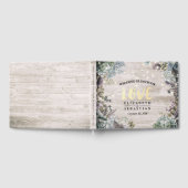 Wedding Guestbook Floral String Lights Rustic Wood Gastenboek (Volledig)