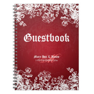 Wedding Guestbook Victoriaans Vlaams Rood Notitieboek