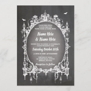 Wedding Halloween Horror Gothic Lijst Invite Kaart