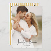 Wedding hand sketched mustard striped kaart (Voorkant / Achterkant)