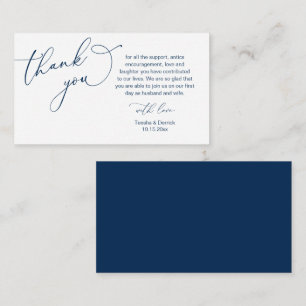 Wedding Hartelijk dank, in Classy Romantic Navy Bl Informatiekaartje