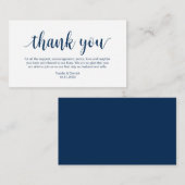 Wedding Hartelijk dank, modern Navy Blue Script Informatiekaartje (Voorkant / Achterkant)