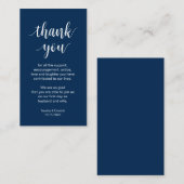 Wedding Hartelijk dank, modern Navy Blue Script Informatiekaartje (Voorkant / Achterkant)