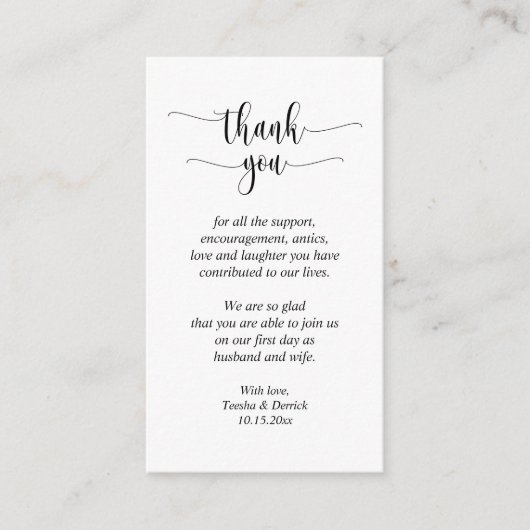 Wedding Hartelijk dank, modern script Informatiekaartje (Voorkant)
