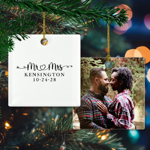Wedding Heart Arrows Pas getrouwd Verloving Foto C Keramisch Ornament
