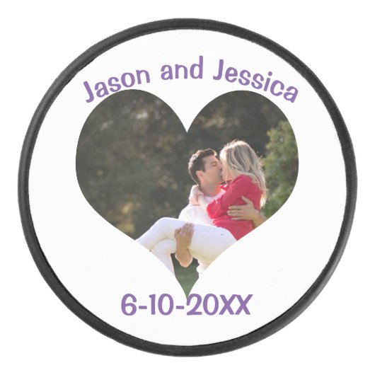 Wedding Heart Foto Hockey Puck (Voorkant)