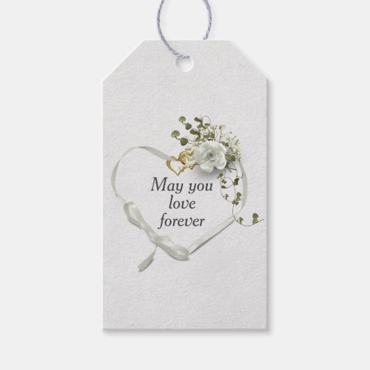 Wedding Heart Ribbon Cadeaulabel (Voorkant)