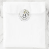 Wedding Heart Ribbon met Monogram Ronde Sticker (Tas)