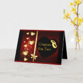 Wedding Hearts Gouden Ringen Gefeliciteerd Kaart (Gele Bloem)