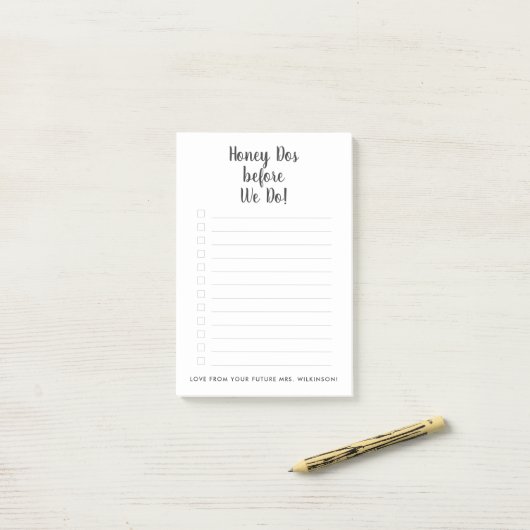 Wedding Honey Dos Checklist Post-it® Notes (Op bureau)