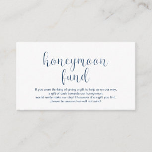 Wedding Honeymoon fonds, Minimal, Navy blue font, Informatiekaartje