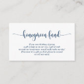 Wedding Honeymoon Fund en Wish, Modern Navy Blue Informatiekaartje (Voorkant)