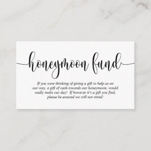 Wedding Honeymoon Fund en Wish, modern script Informatiekaartje