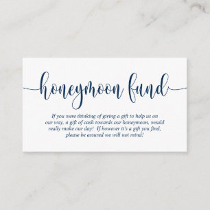 Wedding Honeymoon Fund en Wish, Navy Blue Informatiekaartje