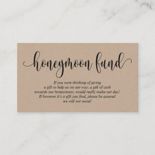 Wedding Honeymoon Fund en Wish, Rustic Kraft Informatiekaartje