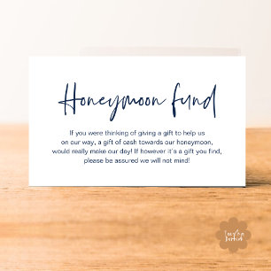 Wedding Honeymoon Fund, Huwelijkscadeaus in contan Informatiekaartje