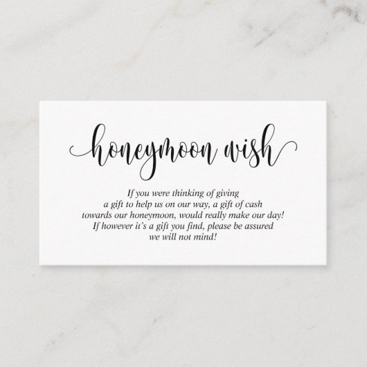 Wedding Honeymoon Fund of Wish, Modern Script Informatiekaartje (Voorkant)