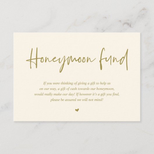 Wedding Honeymoon Fund Wish Cash Informatiekaartje (Voorkant)
