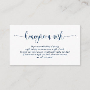 Wedding Honeymoon Wish Fund, Modern Navy Blue Informatiekaartje