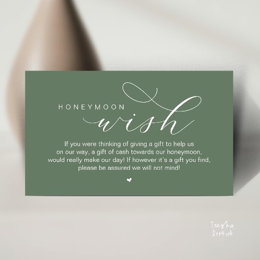 Wedding Honeymoon Wish, Modern Classy Informatiekaartje