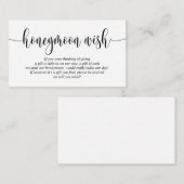 Wedding Honeymoon Wish of Fund, modern script Informatiekaartje (Voorkant / Achterkant)