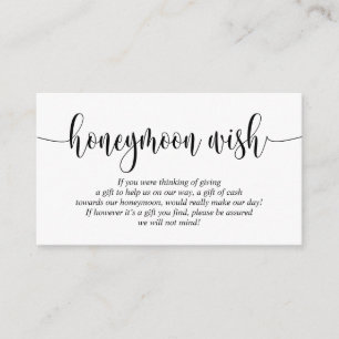 Wedding Honeymoon Wish of Fund, modern script Informatiekaartje