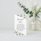 Wedding Honeymoon Wish, Rustic Greenery Eucalyptus Informatiekaartje (Staand voorkant)