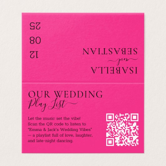 Wedding Hot Pink Fuchsia QR Code Playlist (Outside Unfolded)